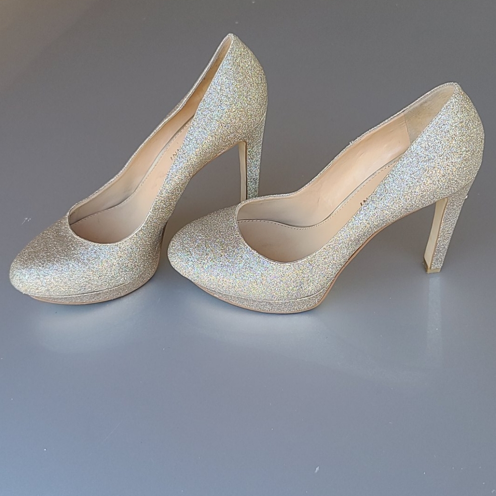 GIANNI BINI Jeanna Champagne Glitter Platform Heels 9.5 Pumps Stilettos - Picture 14 of 16